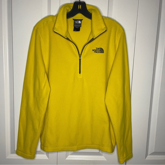 The North Face Fleece Quarter Zip Pullover Size Small Men’s Yellow Black Logo - Picture 1 of 7